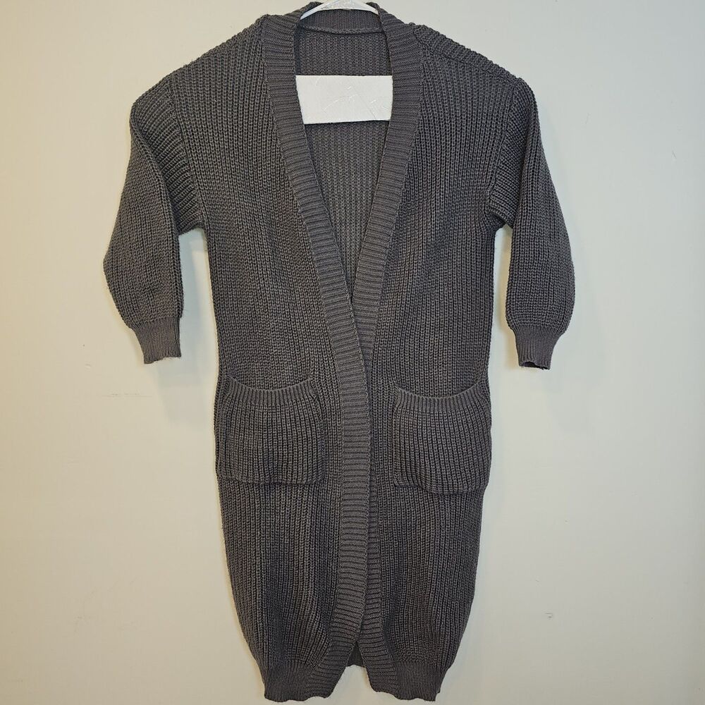 Women’s Long Knitted Cardigan With Pockets Grey One Sixe XL